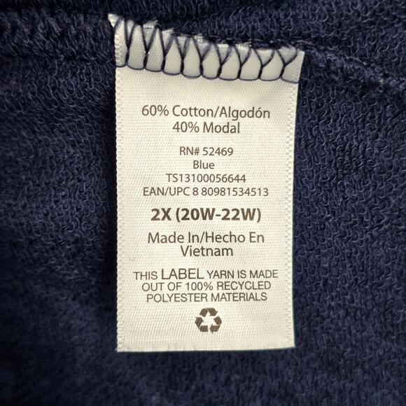 Terra & Sky Navy Blue Active Jogger Relaxed Pullon Sweat Pants Shorts Plus 2X - Picture 6 of 6